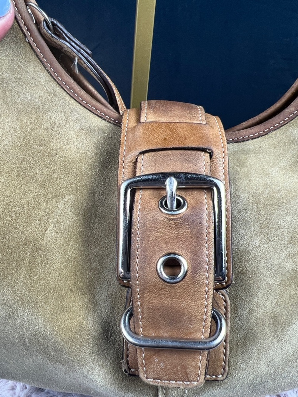 Coach  SOHO Vintage 7559 Suede Hobo Bag Tan Brown Leather Y2K Shoulder Bag GUC - Picture 7 of 16